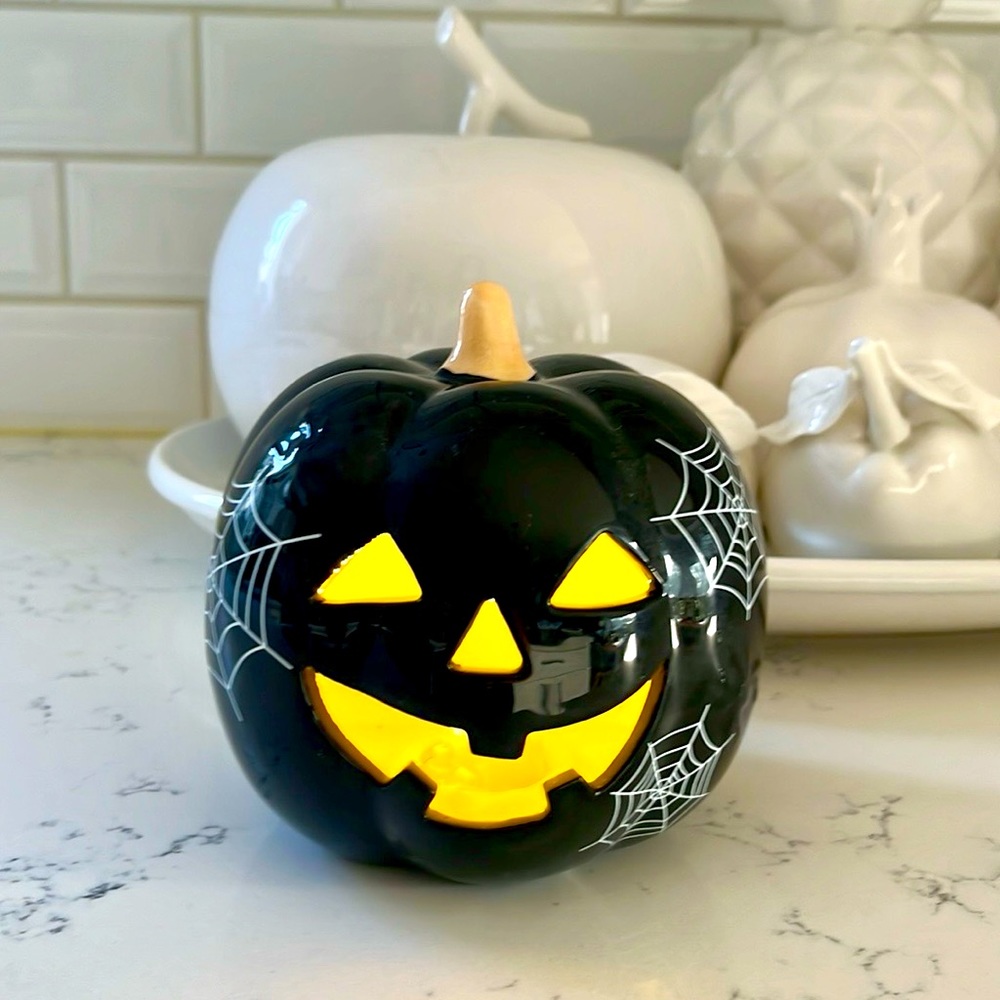 Target Bulleye’s Pre Lit Ceramic Black Pumpkin